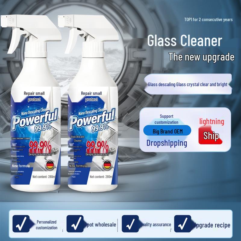 Powerful Glass & Shower Stain Remover Spray for Household Use