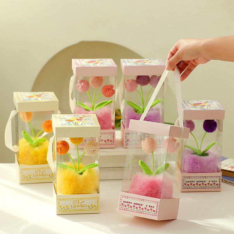 1 шт. Подсолнух сувенир плюшевые праздничные подарки плюшевые украшения для дома имитация горшечного растения тюльпан пряжа