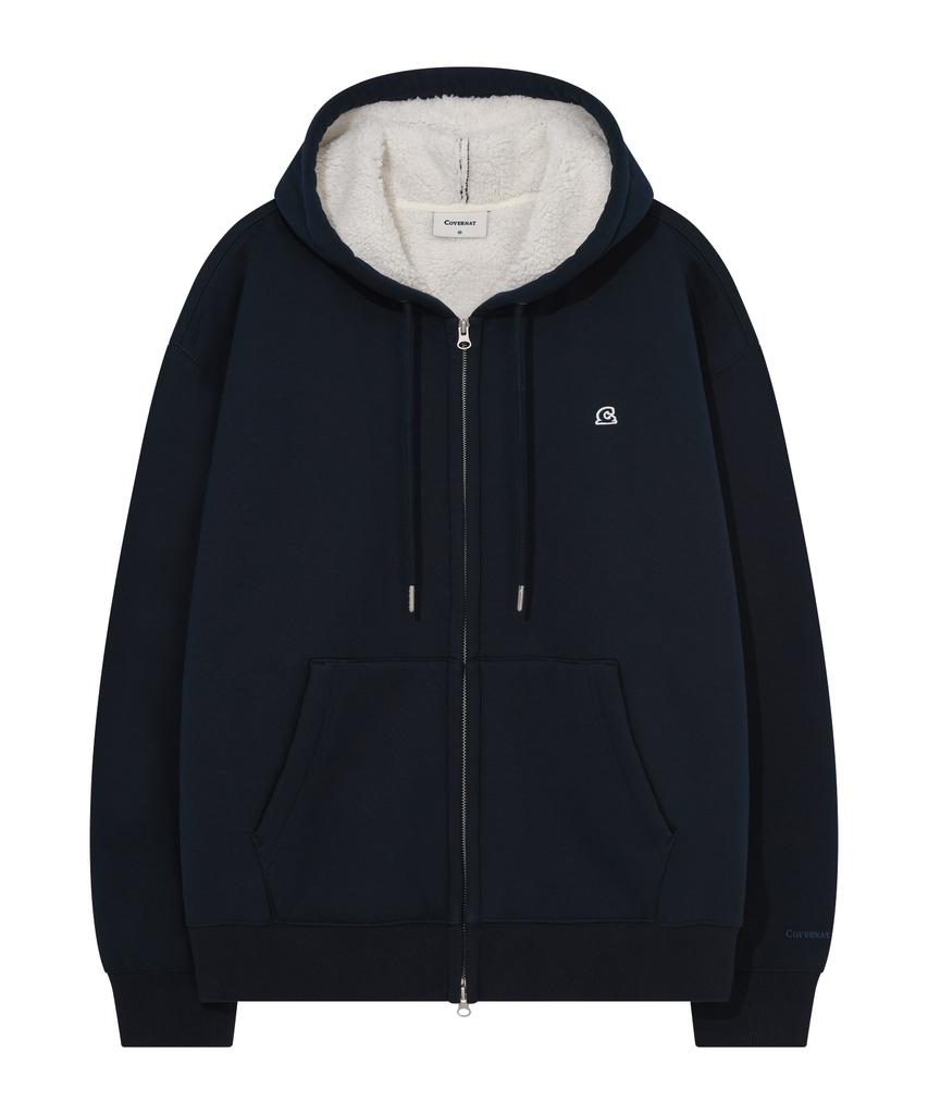 Covernat Signature Symbol Boa Zip-Up Hoodie Dark Navy