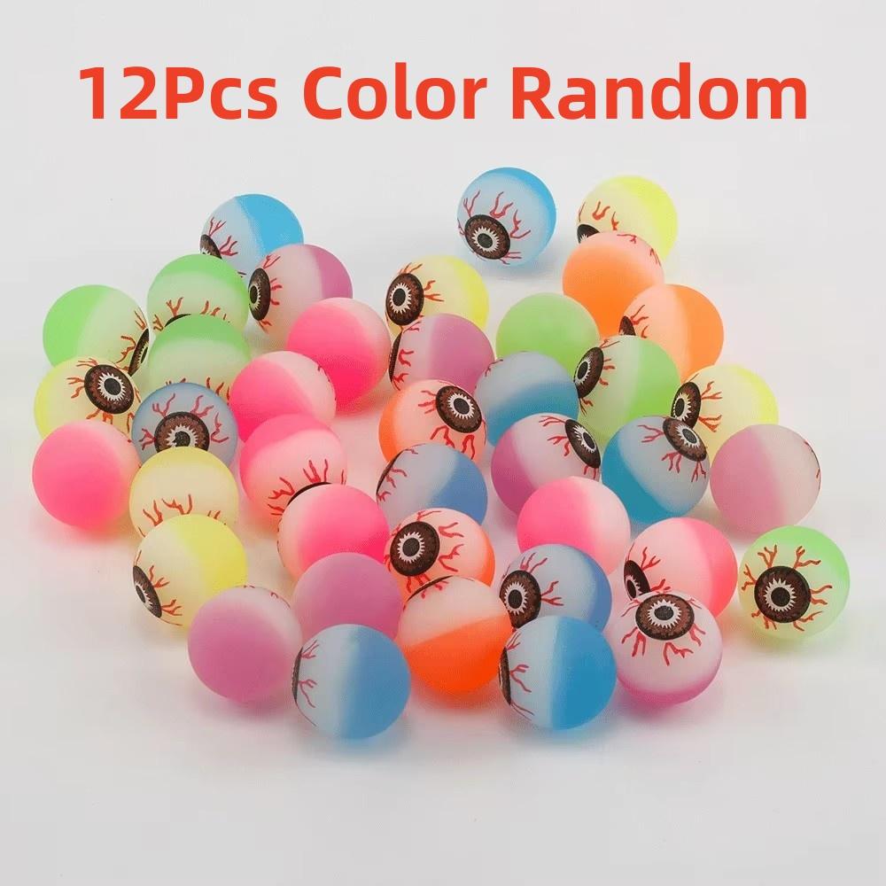 6/12 Pcs Assorted Exploding Eyes Bouncy Balls Halloween Themed Colorful Elasticity Rubber Jumping Toys for Prom Gifts