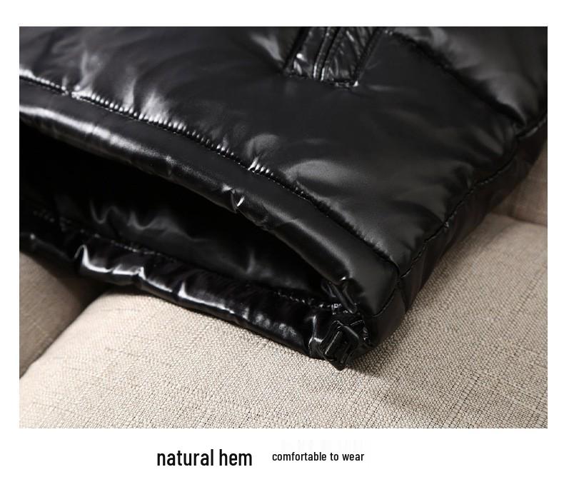 Зимняя блестящая мужская куртка с капюшоном в корейском стиле для пары 2024