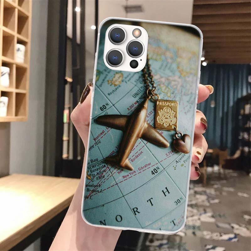 Карта мира Планы путешествий Мягкий чехол для телефона Для iPhone 14 13 12 Mini 11 Pro Max X XR XS 7 Plus 8 6 6S 5 5S SE 2020 14 7G Узор Чехол