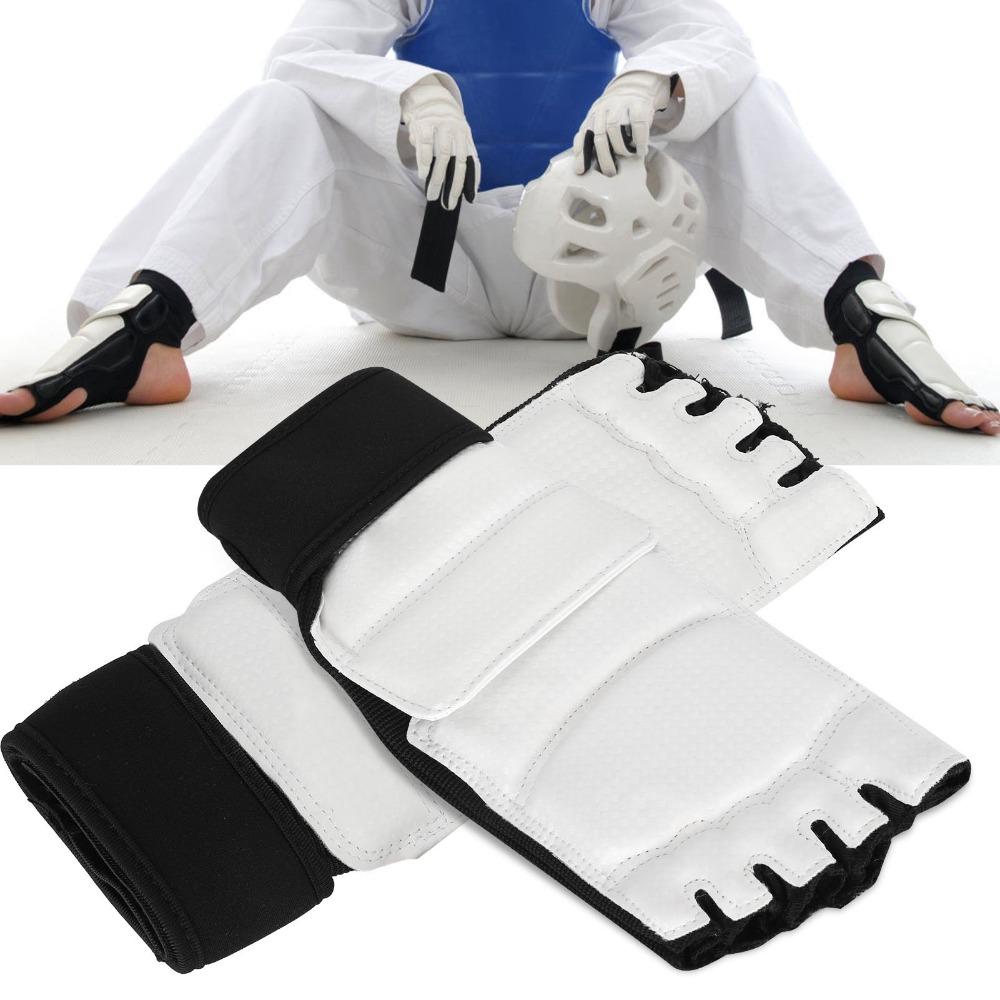 2pcs Breathable Mesh Martial Arts Foot Guard PU Fingerless Boxing Gloves Kickboxing Practice