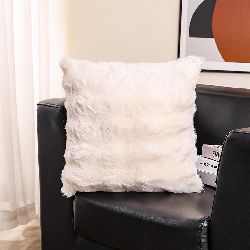 Nordic Style Imitation Rabbit Plush Pillow - Sofa, Balcony, Living Room Cushion Cover