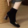 Fashion Women's Comfortable Slip-on Ankle Boots High Heel Boots Fashionable Shoes Black Sexy New Style