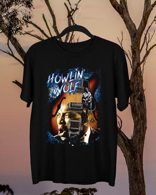 Винтажная хлопковая унисекс футболка Howlin' Wolf для любителей музыки, полноразмерная, черная, TR288