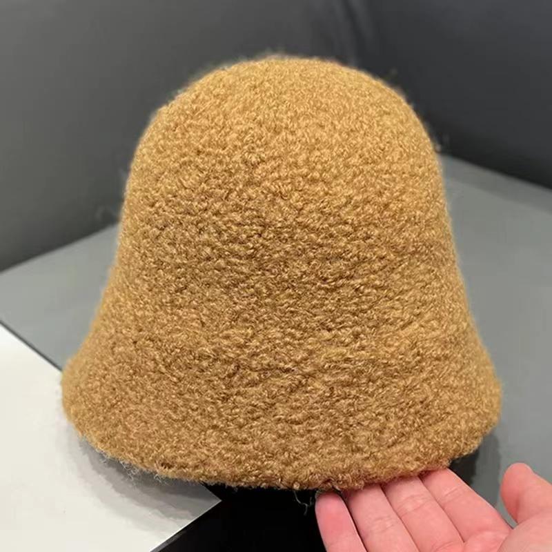 Осенне-зимние шапки для женщин, новые классические простые шерстяные овечьи шапки-ведро, теплая рыболовная шапка, универсальная модная японская женская панама