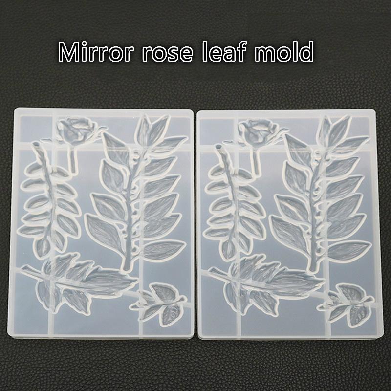 Diy Crystal Glue Mold Rose Flower Leaf Mirror Handmade Silicone Mold