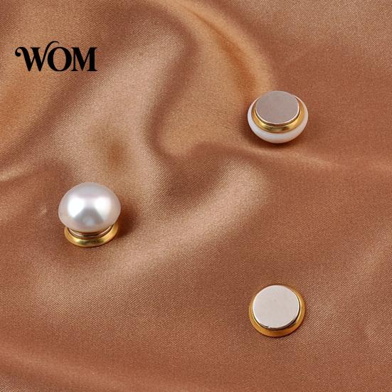 Multi Purpose Clothes Button 2Pcs Faux Pearl Magnetic Button, Fake Cat Eye Stone Brooch Set Safety for Shirts Scarf Shawl, Decorative Clothing Magnet