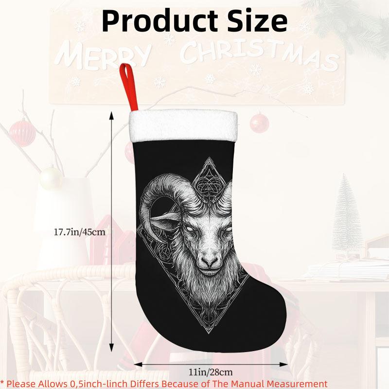 Christmas decoration fireplace hanging stocking 1pc Gothic Horror Moon Skull Christmas Stocking - Black & White Polyeste