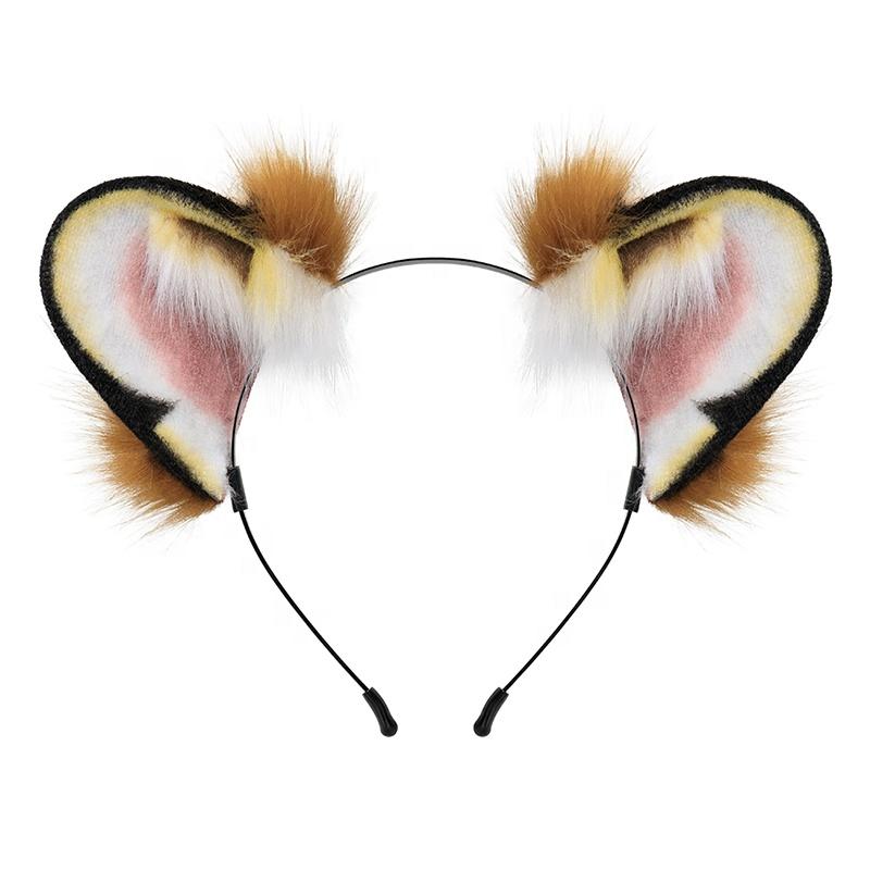 Best Seller Modern Fashion Handmade Tiger Ear Plush Headband Cute Animal Hair Accessories Cute Handmade Tiger Ears