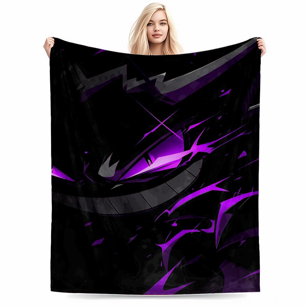 Purple and Black Cartoon Face blanket, Bold Art Style blanket for Bedroom blanket, suitable for use in the bedroom, living room, on the sofa