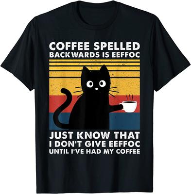 Кофе, написанный наоборот, это Eeffoc, смешная футболка, классическая футболка