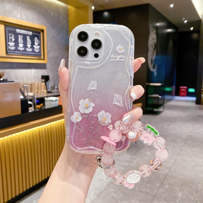 Маленький свежий чехол для мобильного телефона Infinix HOT60PRO белый цветок-бабочка MOTO G75 прозрачный с блестками