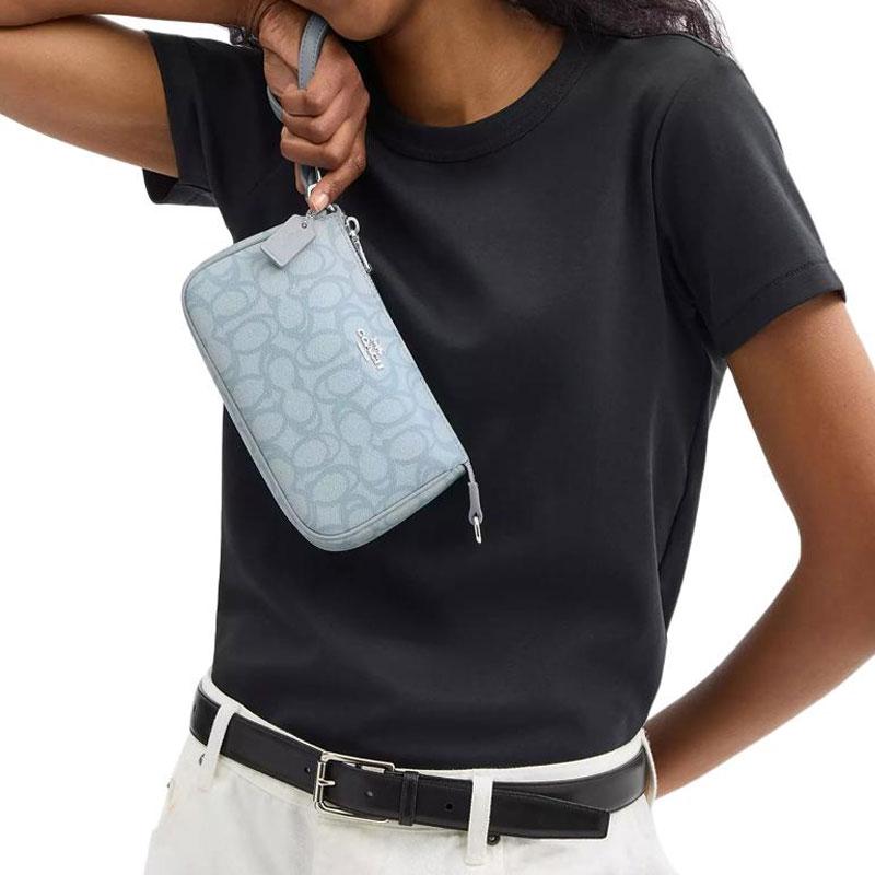 Coach Nolita 19 Metallic Logo Mahjong Bag Women Shoulder Bag Ice-Blue CBM72-SVNB9