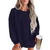 Women's Fashion Round Neck Solid Color Long Sleeve Basic  Sweatshirt Top