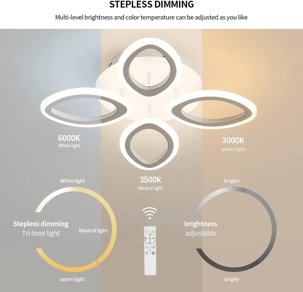 Современный светодиодный потолочный светильник мощностью 45 Вт с регулируемой яркостью и возможностью дистанционного управления