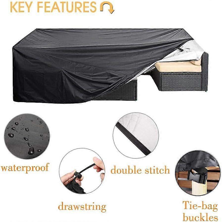 Super Large Patio Furniture Cover, Outdoor Sectional Sofa Cover, Waterproof, Dustproof, Anti-UV/Wind (124")