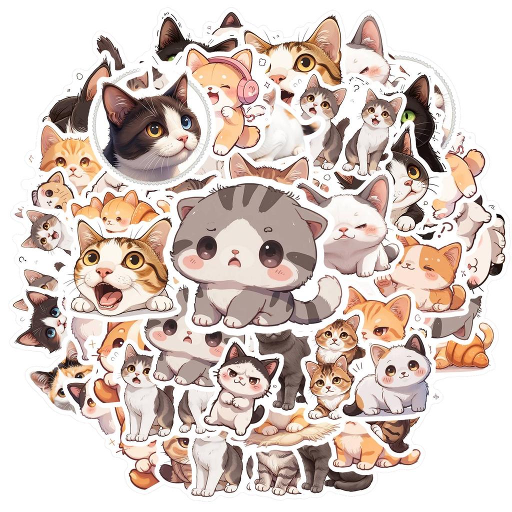 35pcs Cartoon Cute Animals Stickers Cute Cats  Stickers DIY Stickers For Notebook Luggage Mobile Phone Cup DIY Phone