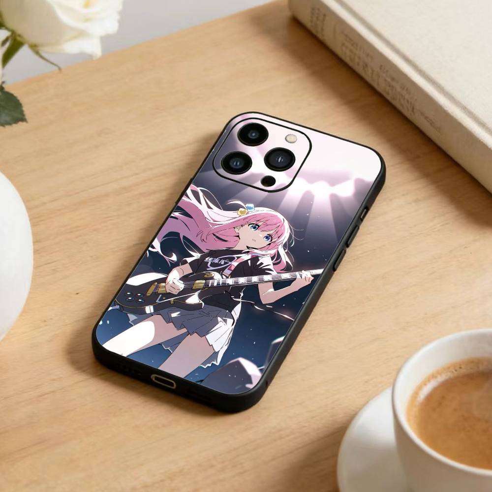 B-Bocchi The Rock Phone Case For iPhone 16,15,14,13,12,17,Pro Max,Plus Silicone Black Case