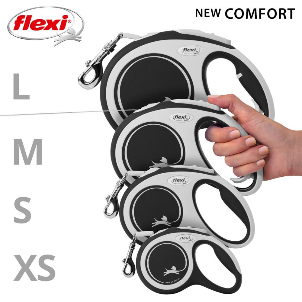 FLEXI New Comfort automatic dog leash L 8 m, black