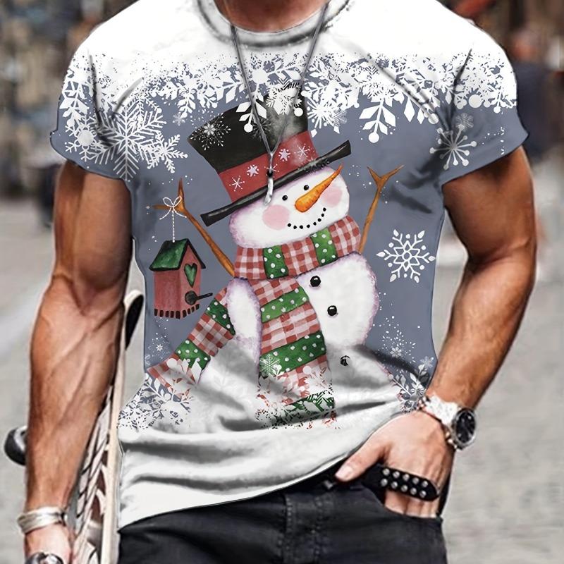 Christmas Reindeer T Shirts Santa Claus Snowman 3D Print Men Woman Streetwear T-Shirt Oversized Harajuku Kids Tops Tees Clothing