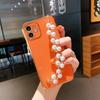Посеребренный браслет с жемчугом и бриллиантами подходит для iPhone 17, цвет конфетный, с прямым краем, с мелкими отверстиями, Apple 16/X, силиконовый чехол для мобильного телефона.