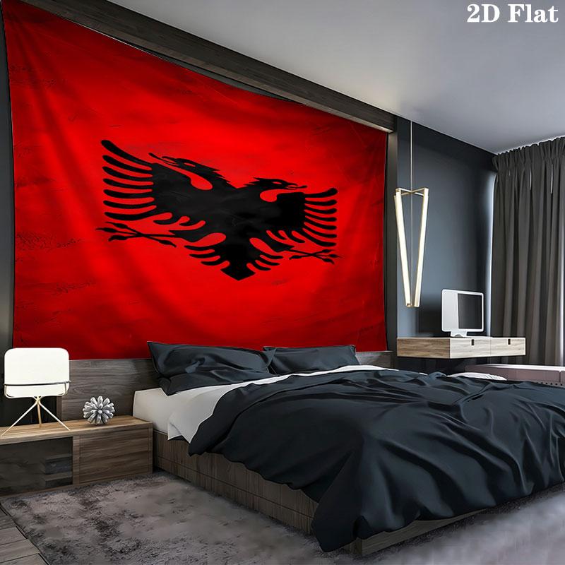 Republic of Albania Wall Tapestry Aesthetic Wall Hanging Printed Fabric Blanket Decorative Tapestries for Bedroom Living Room Home Decor