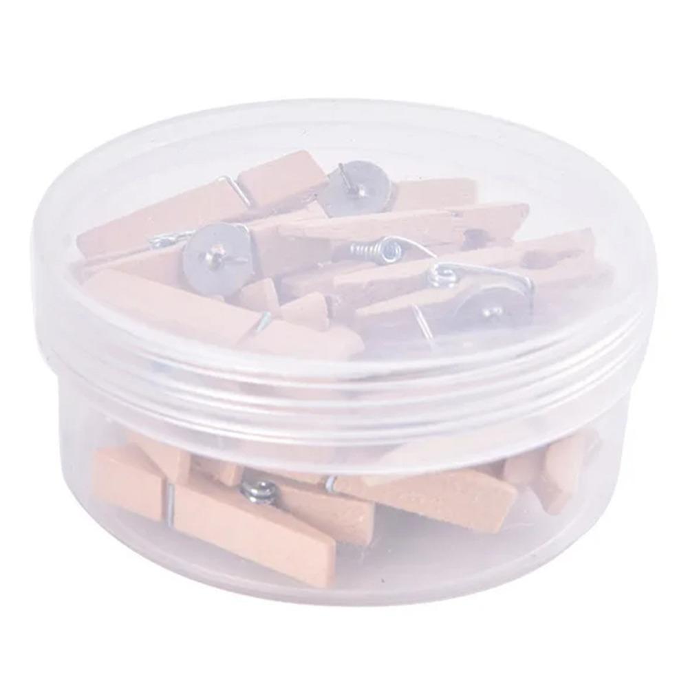 20Pcs/Box Creative Wooden Clip Push Pins Reusable Pushpins with Clips Office&School Supplies