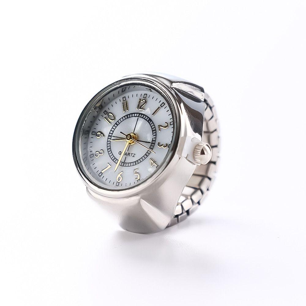 Women Men Fashion Gift Digital Watch Elastic Stretchy Rings Ring Watch Round Quartz Finger Rings