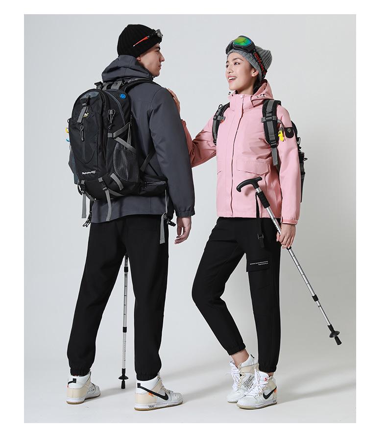 Мужская и женская отстегивающаяся флисовая ветровка три в одном: Ветрозащитная, Водонепроницаемая, Теплая куртка для пеших прогулок для пар.