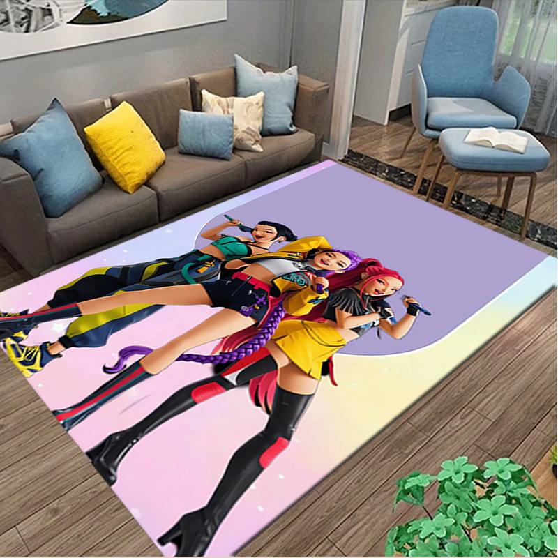 Kpop Demon Hunters Carpet, Non-slip Office Chair Rug, Digital Print Home Area Rug, Unique Festival Decorations