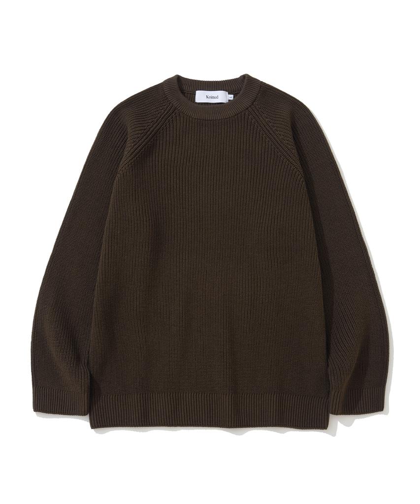 KNITTED [Nitied X Fashion Planet] Cotton Waffle Round Knit Brown