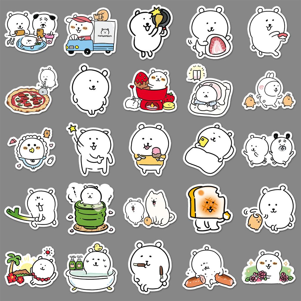 50Pcs Kawaii Self Deprecating Bear Graffiti Stickers Cartoon Cute Creative Decoration Phone Cases Water Cups Notebook Stickers