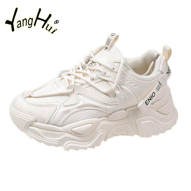 Сетчатые Дышащие Удобные Универсальные Кроссовки Студенческий Стиль 2024 Новая Мода Толстая Подошва Противоскользящие Беговые Спортивные Туфли Лето
