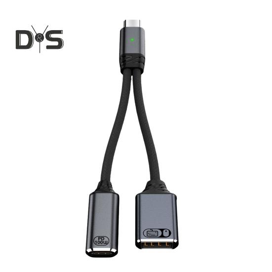 Кабель-адаптер USB-C OTG для зарядки и передачи данных 2 в 1, 100 Вт PD Type C в USB 2.0, быстрая зарядка и передача данных со скоростью 5 Гбит/с, нейлоновая оплетка, защита от перенапряжения