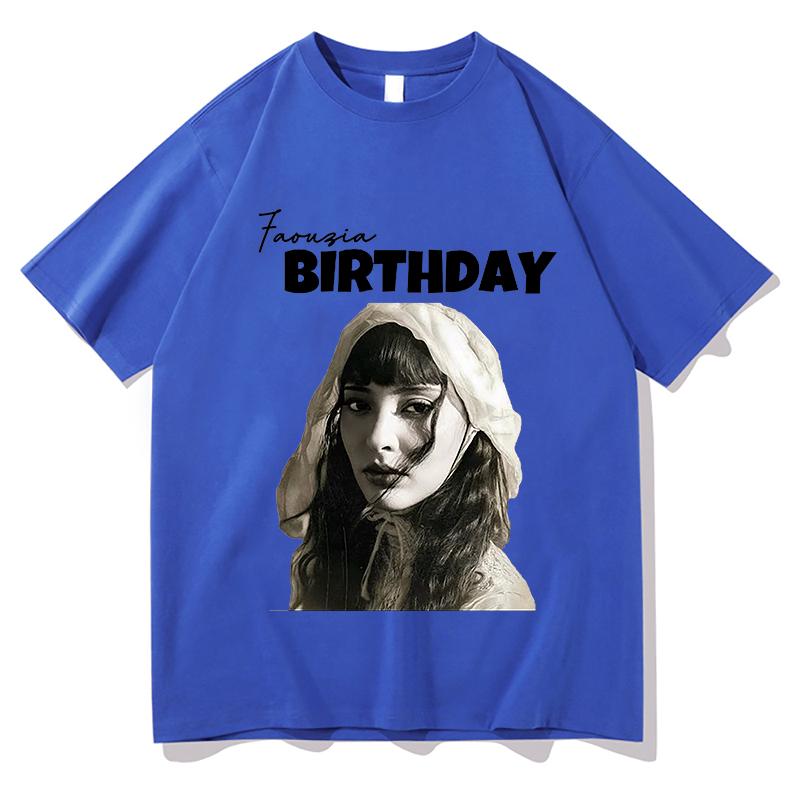 2026 Summer Cotton Faouzia BIRTHDAY Printed TShirts Vintage Graphic Tees Unisex Unisex Loose Casual Hip Hop Streetwear Comfort Tops