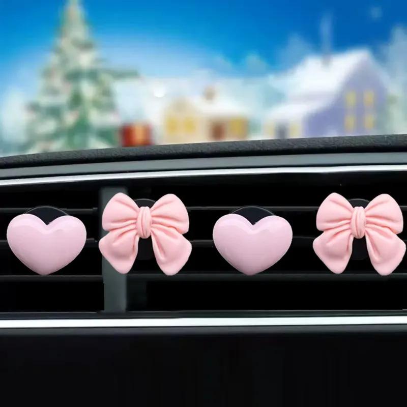 6Pcs Car Interior Air Vent Freshener Clip Heart Bowknot Car Air Vent Clip for Air Outlet Daily Driving Comfortable