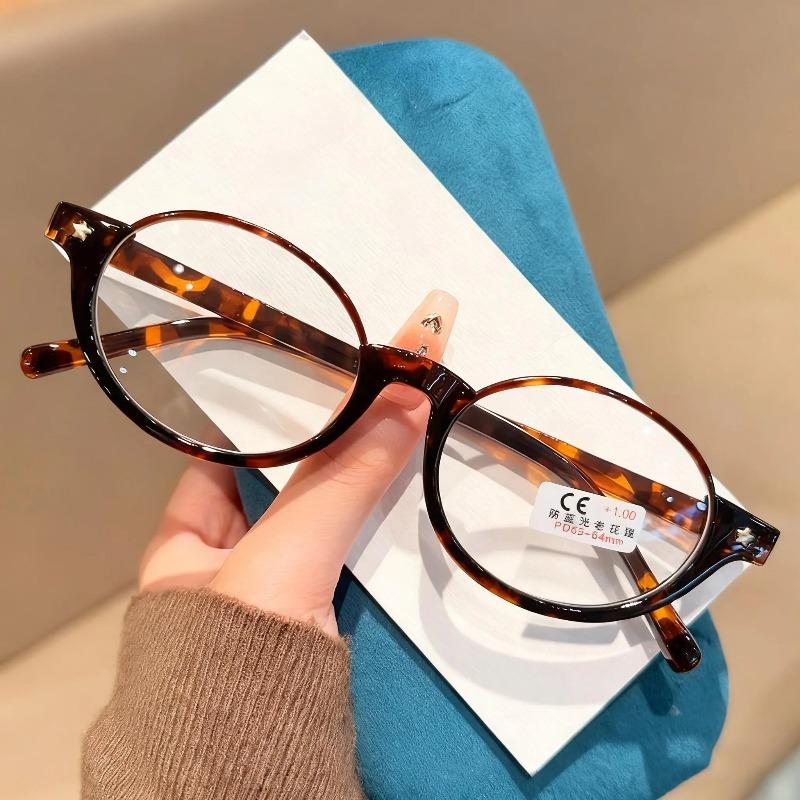 New Fashionable Round-Frame Anti-Blue Light Reading Glasses Retro Half-Frame High-Definition Presbyopia Glasses 0 To +4.0