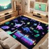 Dinosaur Theme Soft Crystal Velvet Rug Custom Name & Text Print Non Slip Floor Rug for Bedroom Living Room