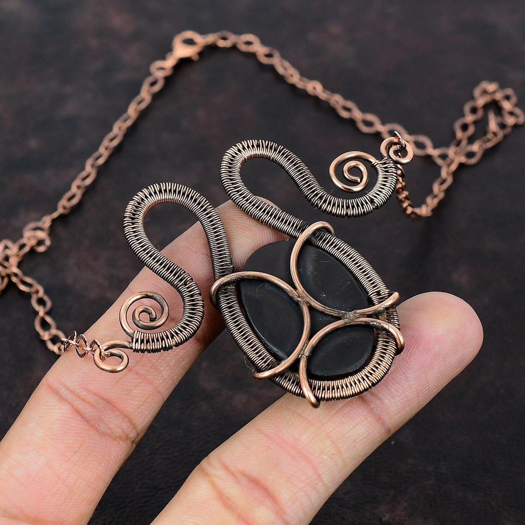 Ожерелье из шунгита, ожерелье из медной проволоки, ожерелье из медных украшений, ожерелье из драгоценных камней, регулируемое ожерелье, ожерелье ручной работы, обернутое проволокой, подарок для нее
