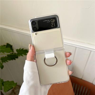 Для Samsung Z Flip 4 3 чехол для мобильного телефона ПК кольцо прозрачный защитный чехол Galaxy Z Flip3 4 официальный такой же чехол