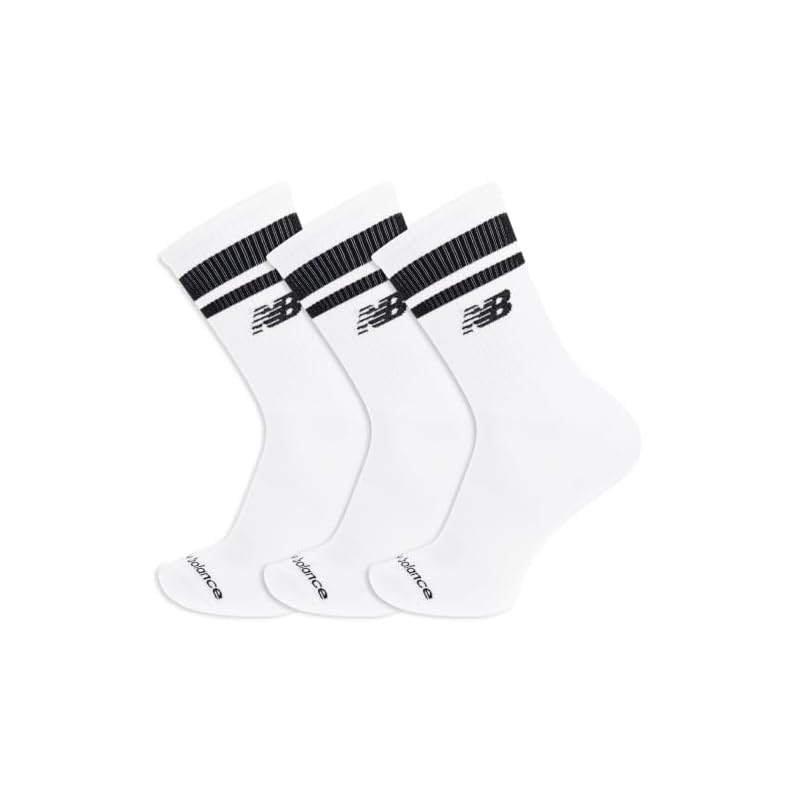 Носки для бега New Balance Unisex, средней высоты, 3 пары, Белые, Размер L