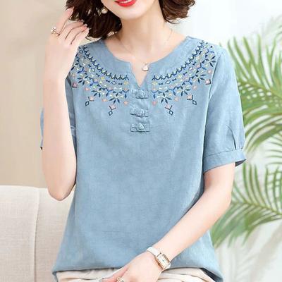 Элегантная мода Harajuku Slim Fit Женская одежда Свободные повседневные универсальные топы Женские однотонные пуговицы Хлопок Льняные футболки с коротким рукавом