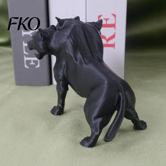 Fantasy Dog Figure 3D Printed Three-Headed Figurine, 3 Heads Black Sculpture, Red Eye Figurine Horror Mythical Animal Ornament for Home