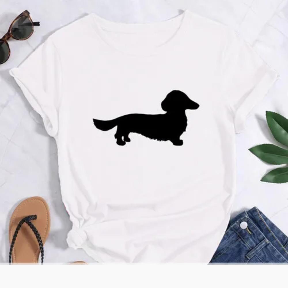 Animal Analysis Funny Cartoon Animal Parsing Dachshund Dog Print Short Sleeve Tshirt Unisex Round Neck Trend Summer Fashion Tops