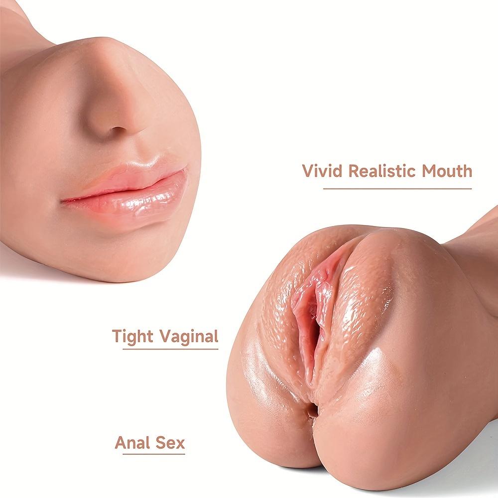1 шт. 3в1 TPE Мужской мастурбатор - Реалистичный двухсторонний строкер с текстурами рта и ануса, карманная киска для мужчин