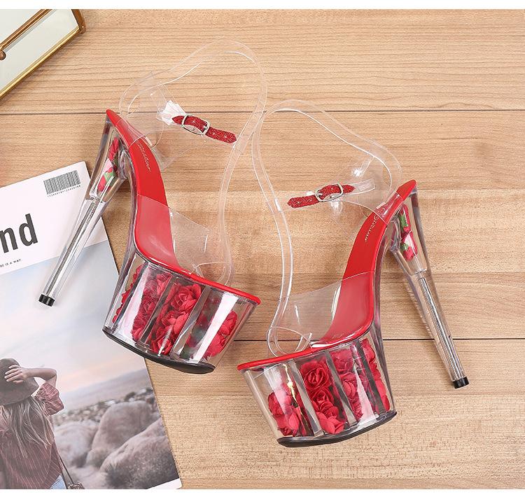 Женские прозрачные туфли с кристаллами, летние свадебные туфли на очень высоком каблуке-шпильке и платформе, серия 181, каблук 17 см, платформа 7 см, LFD