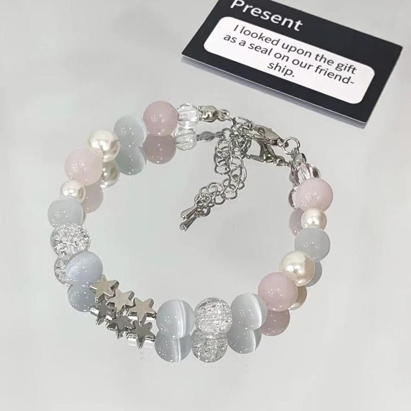 Сладкие браслеты-пентаграммы с жемчугом и бусинами для женщин и девушек, эстетичные, милые, со звездой, с синим стеклянным шариком, ювелирные аксессуары, подарки