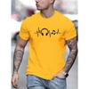 Men's Summer Earbuds Printed Round Neck Short Sleeve Casual  T-shirt New Fashion Daily Loose Size Couple Street T-shirt